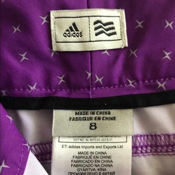 Adidas Purple Shorts with White Stars Side Vents - Picture 4 of 6